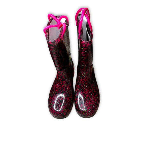 Jelly Beans Girls Leopard Rain Boots Fuchsia Pink Size 3 New in Box - Picture 3 of 8
